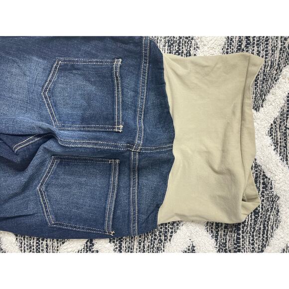 Indigo Blue Dark Denim Full Panel Cropped Capri Maternity size small - Picture 8 of 8